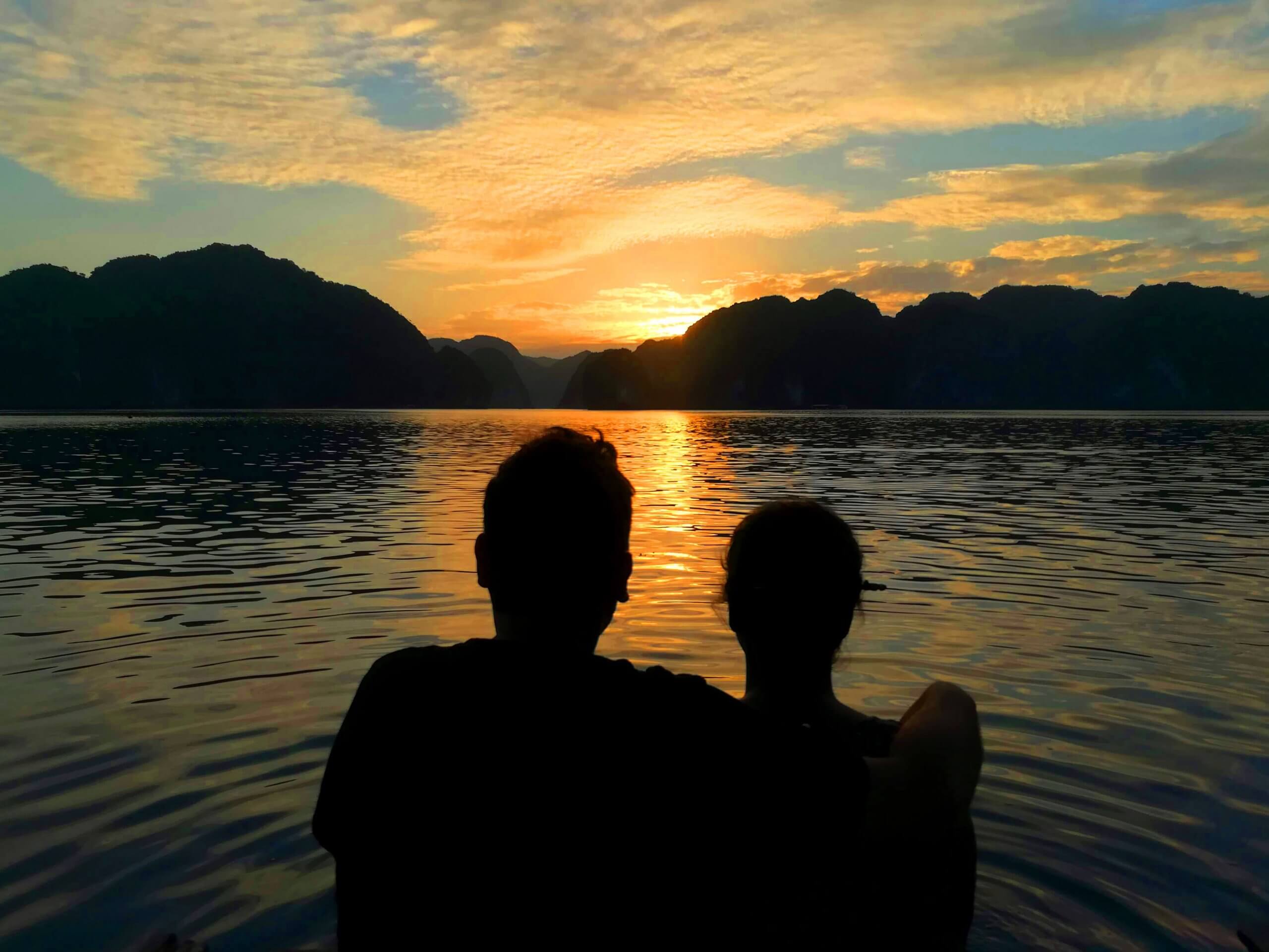 romantic sunset view at lan ha bay