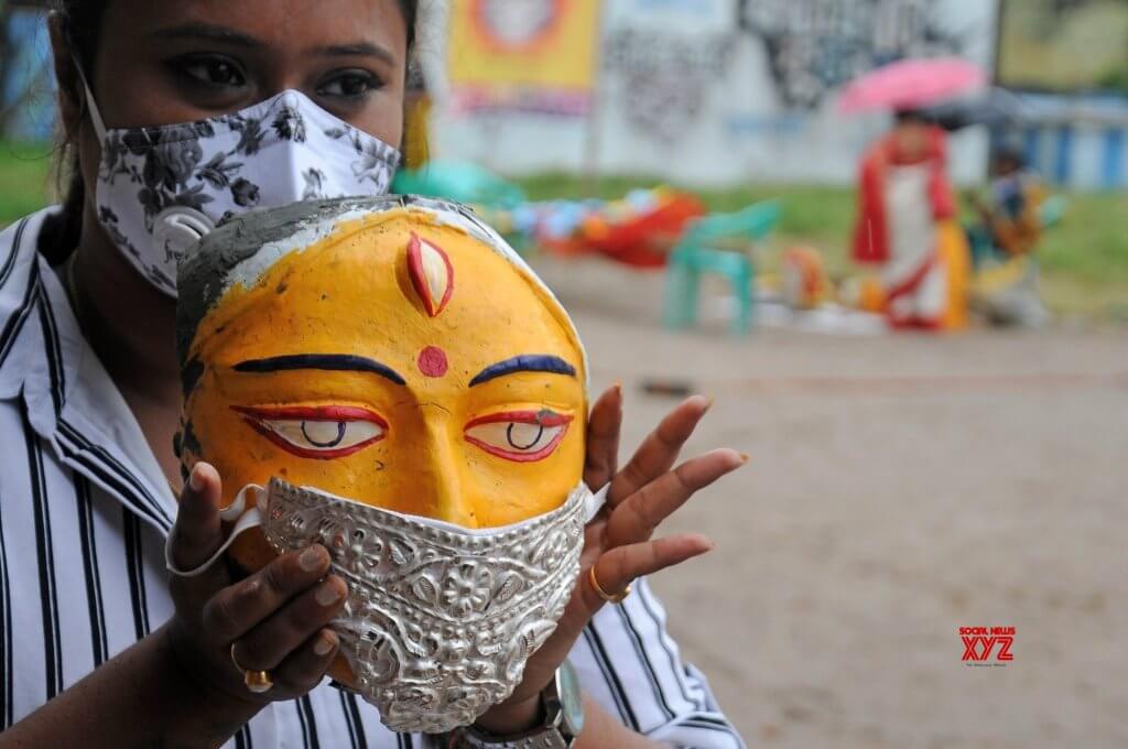 Beautiful masks crafted especially for Maa Durga